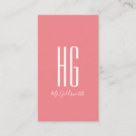 Tarjeta De Visita Monograma personalizable moderno rosa