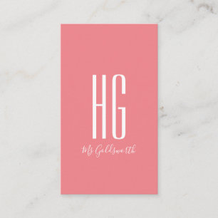 Tarjeta De Visita Monograma personalizable moderno rosa