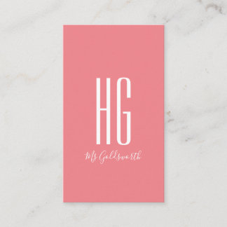 Tarjeta De Visita Monograma personalizable moderno rosa