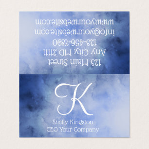 Tarjeta De Visita Monograma Personalizado Azul y Blanco