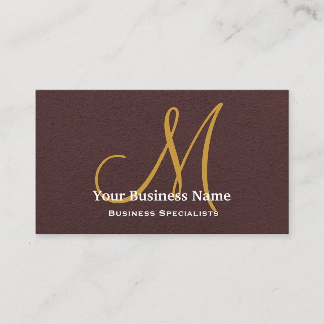 Tarjeta De Visita Monograma personalizado chocolate marrón simple (Anverso)