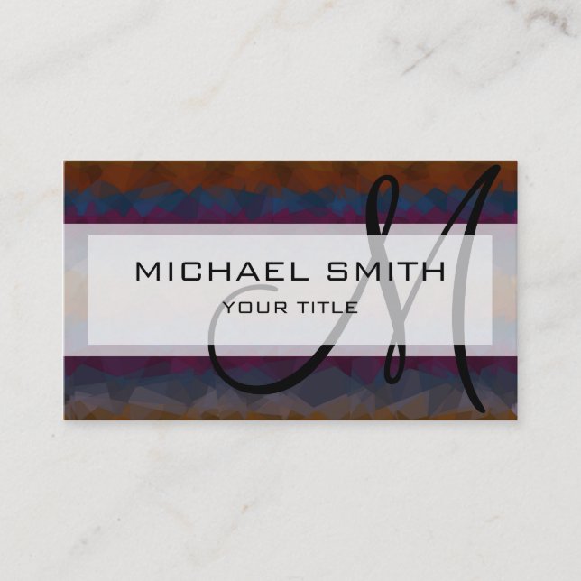 Tarjeta De Visita Monograma Personalizado de arte abstracto de mosai (Anverso)
