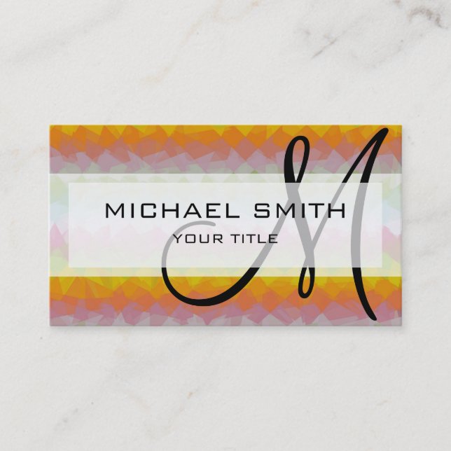 Tarjeta De Visita Monograma Personalizado de arte abstracto de mosai (Anverso)