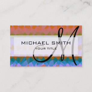 Tarjeta De Visita Monograma Personalizado de arte abstracto de mosai