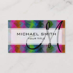 Tarjeta De Visita Monograma Personalizado de arte abstracto de mosai
