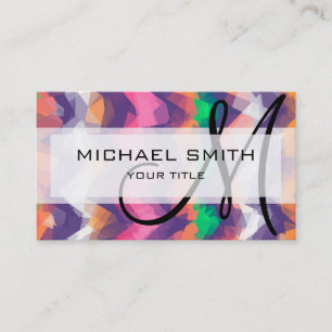 Tarjeta De Visita Monograma Personalizado de arte abstracto de mosai