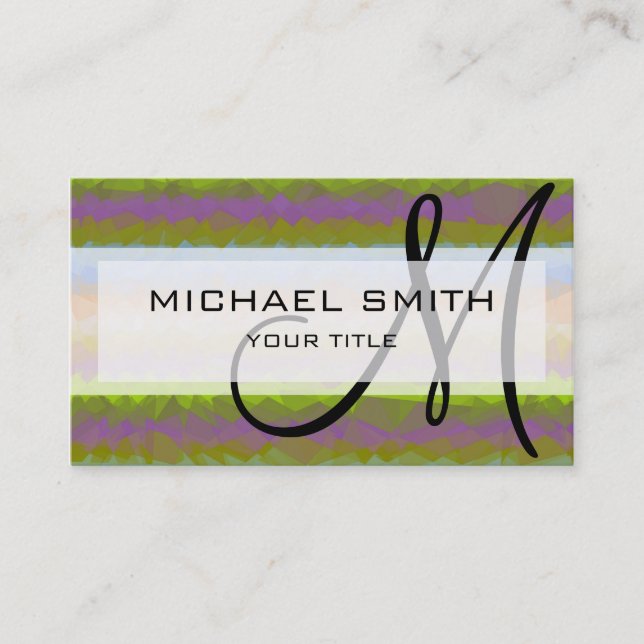 Tarjeta De Visita Monograma Personalizado de arte abstracto de mosai (Anverso)