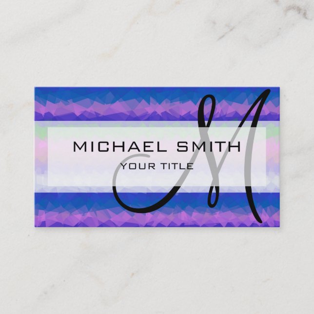 Tarjeta De Visita Monograma Personalizado de arte abstracto de mosai (Anverso)