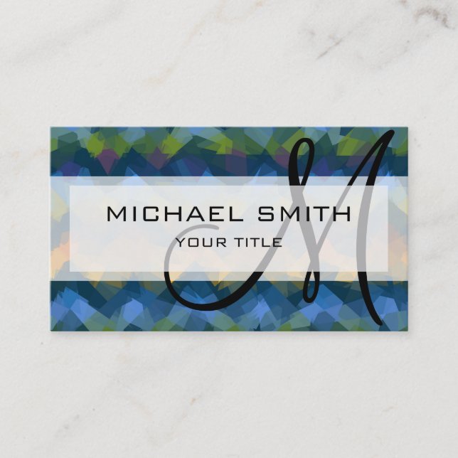 Tarjeta De Visita Monograma Personalizado de arte abstracto de mosai (Anverso)