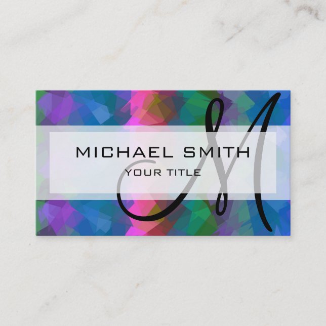 Tarjeta De Visita Monograma Personalizado de arte abstracto de mosai (Anverso)