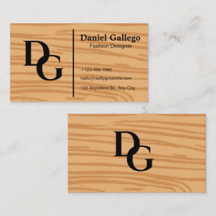 Tarjeta De Visita Monograma Personalizado de Madera Moderno y Elegan
