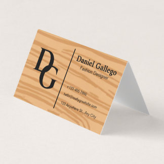 Tarjeta De Visita Monograma Personalizado de Madera Moderno y Elegan