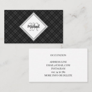 Tarjeta De Visita Monograma personalizado del blanco negro de moda