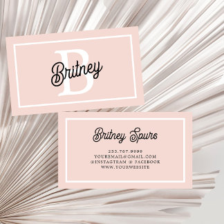 Tarjeta De Visita Monograma personalizado moderno y nombre Pastel ro
