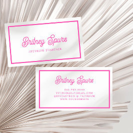 Tarjeta De Visita Monograma personalizado moderno y nombre rosado ca