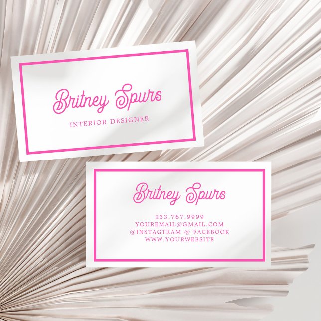 Tarjeta De Visita Monograma personalizado moderno y nombre rosado ca (Subido por el creador)