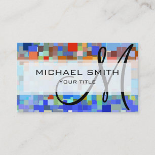 Tarjeta De Visita Monograma Personalizado mosaico colorido