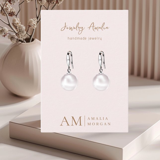 Tarjeta De Visita Monograma Personalizado Rosa Inicial Y Nombre (Subido por el creador)