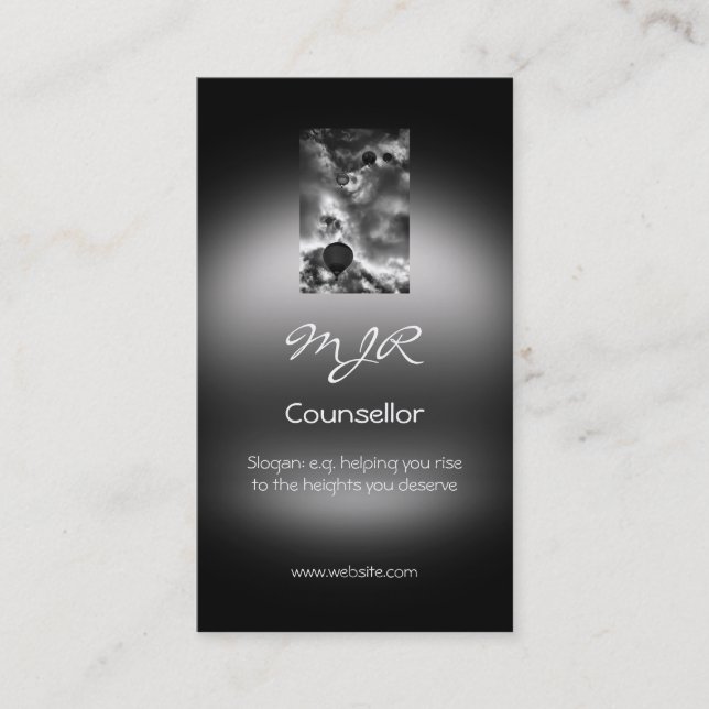 Tarjeta De Visita Monograma, Pila de globos de aire caliente, de asp (Anverso)