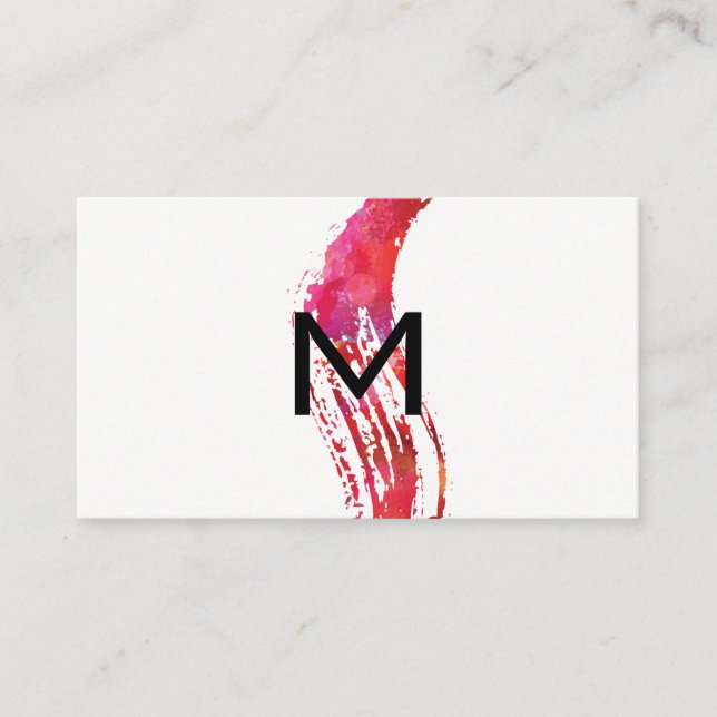 Tarjeta De Visita Monograma Pincel acuático (Anverso)