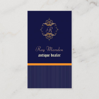 Tarjeta De Visita Monograma+pinstripes/fondo DIY