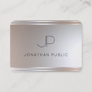 Tarjeta De Visita Monograma Plata Aspecto Elegante Plantilla Moderna