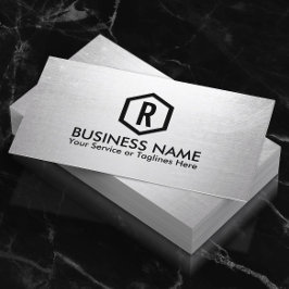 Tarjeta De Visita Monograma Plata Moderno del formador de fitness