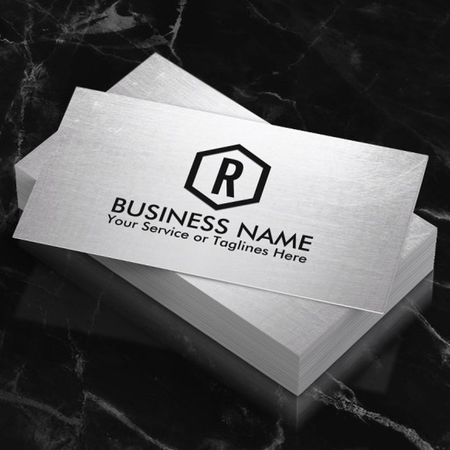 Tarjeta De Visita Monograma Plata Moderno del formador de fitness (Subido por el creador)