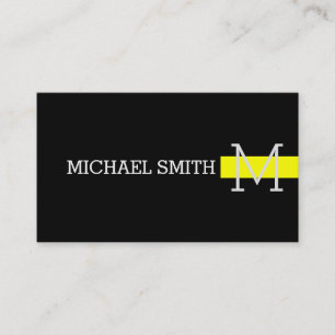 Tarjeta De Visita Monograma profesional amarillo moderno negro plano