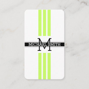 Tarjeta De Visita Monograma profesional Bandas verdes de la luna mod