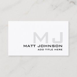 Tarjeta De Visita Monograma Profesional Black White Business Card
