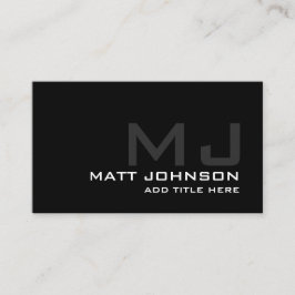 Tarjeta De Visita Monograma Profesional Black White Business Card