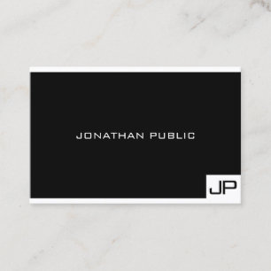 Tarjeta De Visita Monograma profesional blanco negro elegante modern