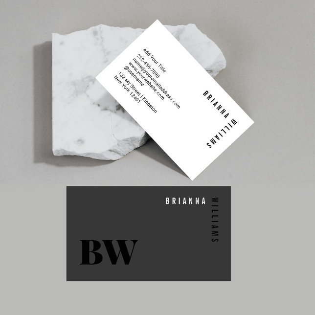 Tarjeta De Visita Monograma profesional blanco negro moderno Mínimo (Subido por el creador)