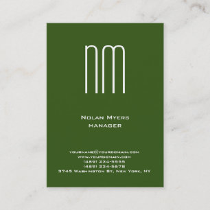 Tarjeta De Visita Monograma profesional blanco verde moderno
