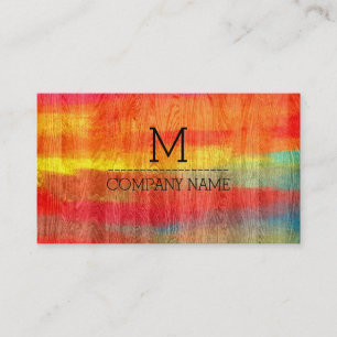 Tarjeta De Visita Monograma profesional colorido de madera moderna #