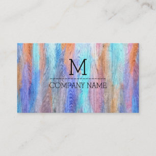 Tarjeta De Visita Monograma profesional colorido de madera moderna #