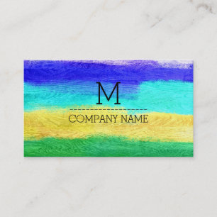 Tarjeta De Visita Monograma profesional colorido de madera moderna #