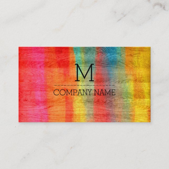 Tarjeta De Visita Monograma profesional colorido de madera moderna # (Anverso)