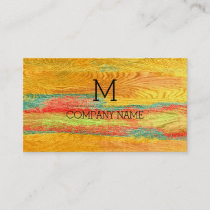 Tarjeta De Visita Monograma profesional colorido de madera moderna #