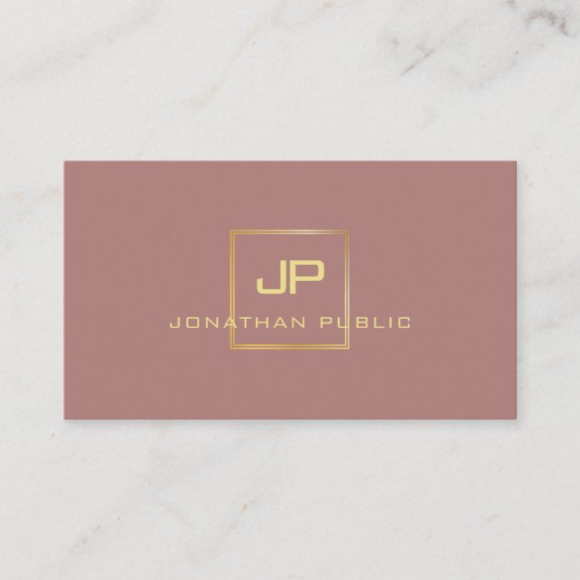 Tarjeta De Visita Monograma profesional de estilo elegante dorado (Anverso)