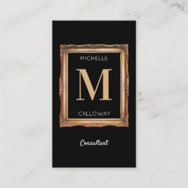 Tarjeta De Visita Monograma profesional de moda negro y oro
