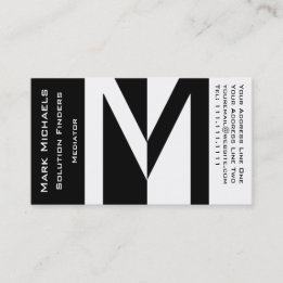 Tarjeta De Visita Monograma profesional del negocio M blanco y negro