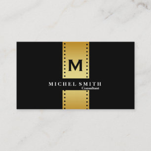 Tarjeta De Visita Monograma profesional elegante Cosmetólogo Gold
