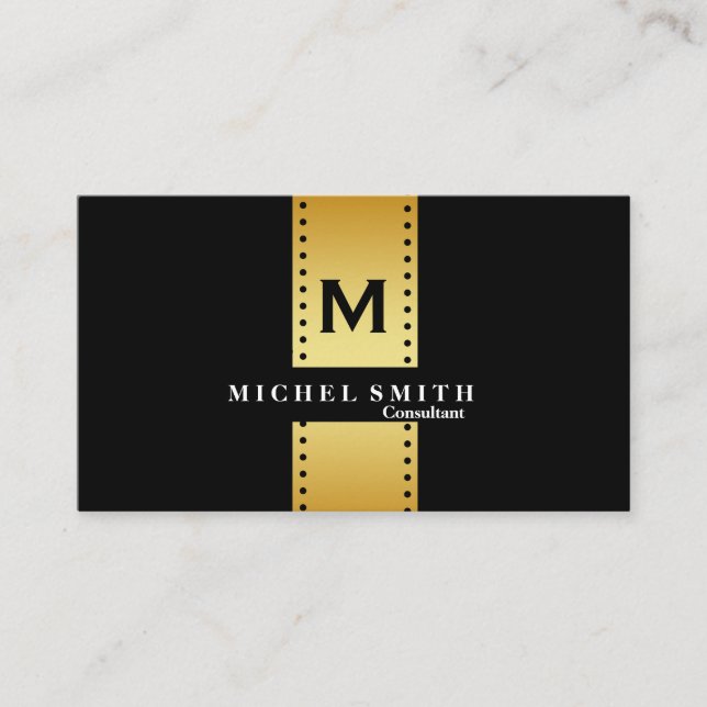 Tarjeta De Visita Monograma profesional elegante Cosmetólogo Gold (Anverso)
