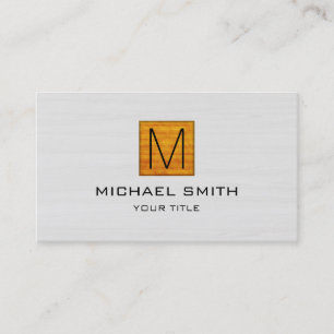 Tarjeta De Visita Monograma Profesional Elegante Madera Blanca #5