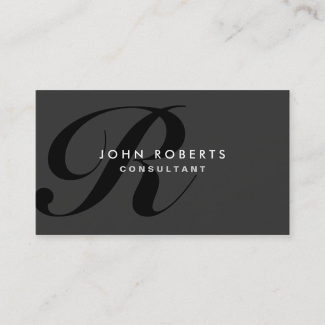 Tarjeta De Visita Monograma Profesional Elegante Moderno Negro (Anverso)