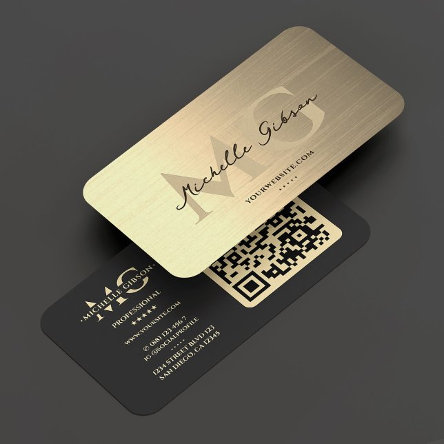 Tarjeta De Visita Monograma profesional elegante negro oro moderno (Professional Monogram Elegant Black Gold Modern Business Card
)