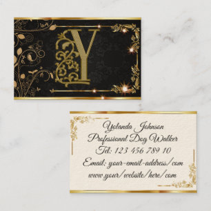 Tarjeta De Visita Monograma profesional elegante negro y oro