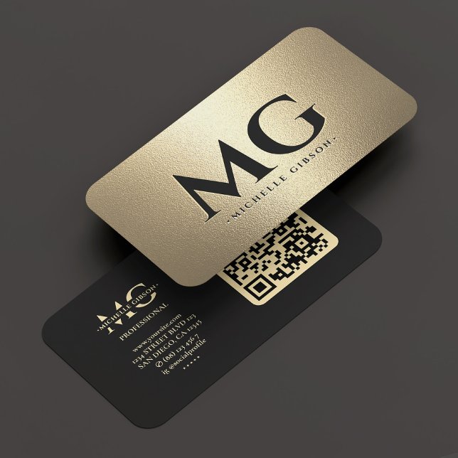 Tarjeta De Visita Monograma Profesional Elegante Oro Negro (Monogram Professional Elegant Black Gold Business Card
)
